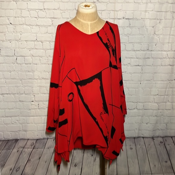 Ivy Reed Red Top Black long sleeve size 2x - Picture 1 of 5